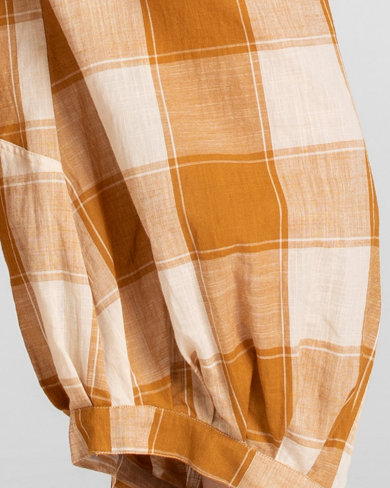 guru pants by boom shankar in a caramel check ultra soft cotton fabrication