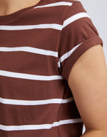 manly stripe cotton tee by foxwood in chocolate and white stripe