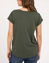manly tee by foxwood is a soft cotton rolled sleeve top in khaki