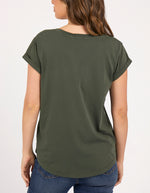 manly tee by foxwood is a soft cotton rolled sleeve top in khaki