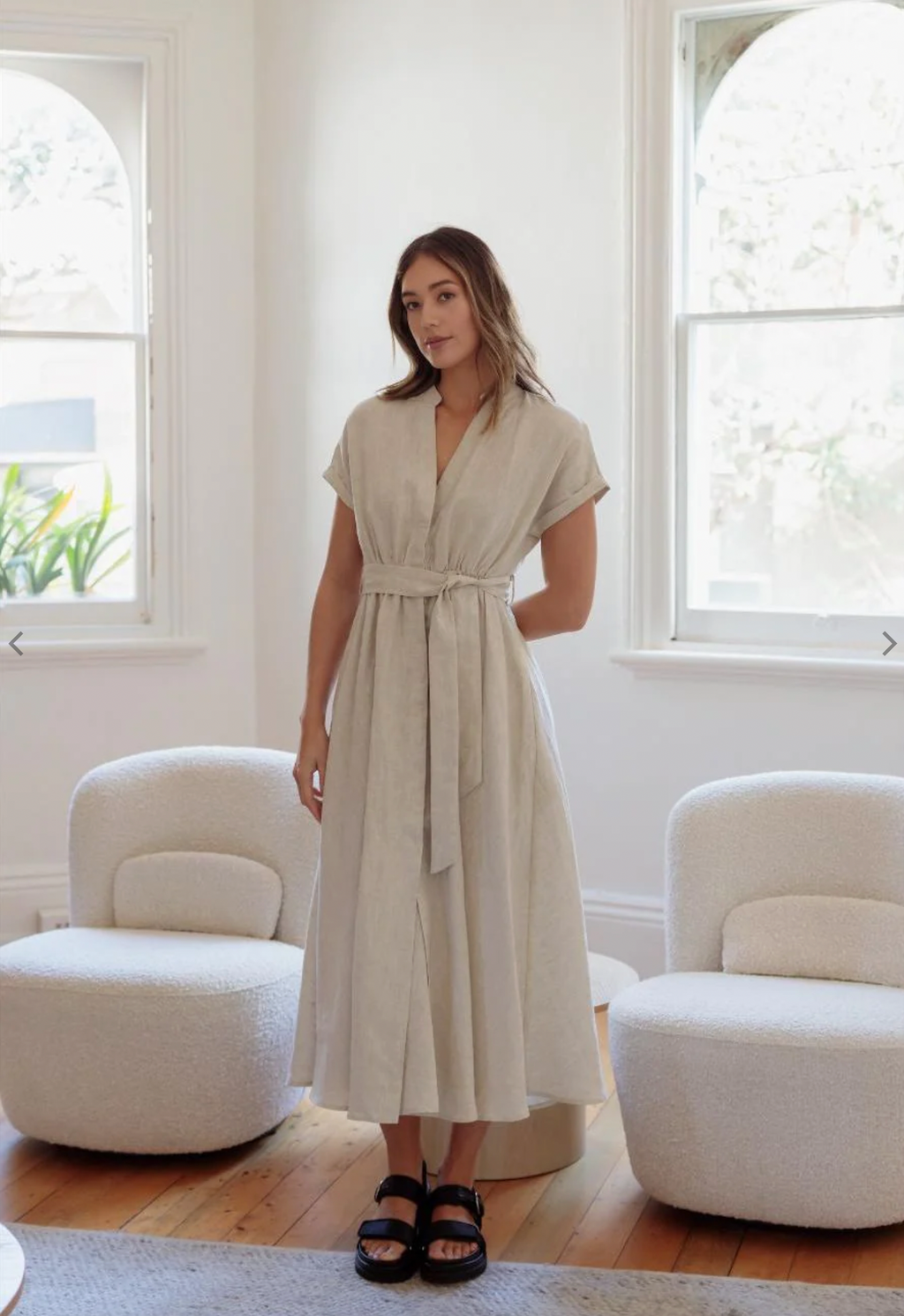 the occasions dress by little lies is a long linen flattering dress with elastic waist