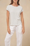 oscar stripe tee by little lies is a cotton rolled sleeve t shirt