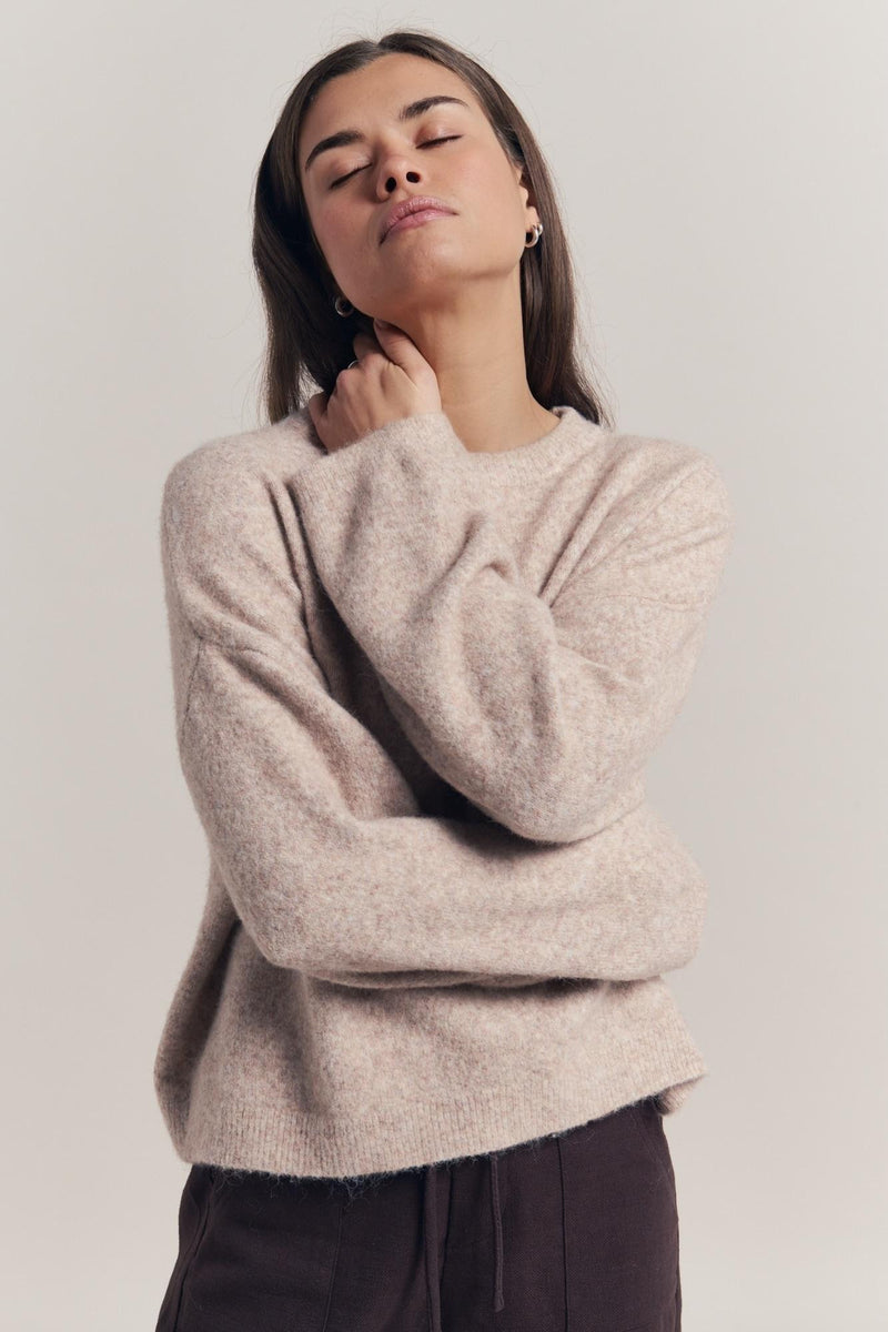 otto knit by little lies is a super soft knitted jumper perfect for layering in Winter in beige