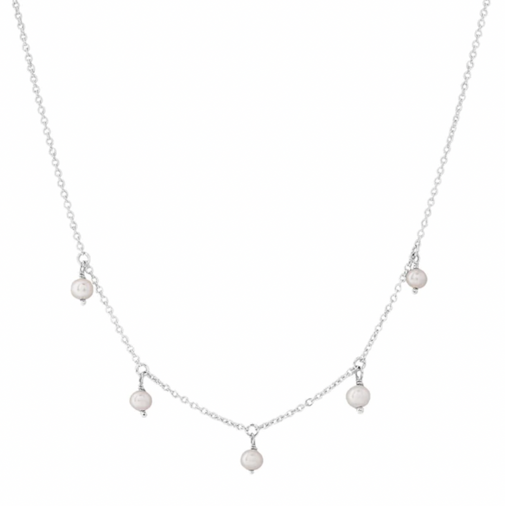 a sterling silver drop pearl necklace by midsummer star