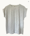 the rhodes tee by little lies is a super soft t shirt with a rolled sleeve in high quality cotton blend