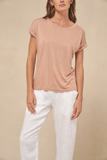 rolled sleeve tee by little lies in tan