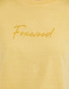 the foxwood signature tee is a soft cotton jersey tshirt with a rolled sleeve in a yellow 