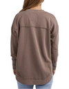 the simplified crew in chocolate brown from foxwood is a cotton un brushed fleece jumper