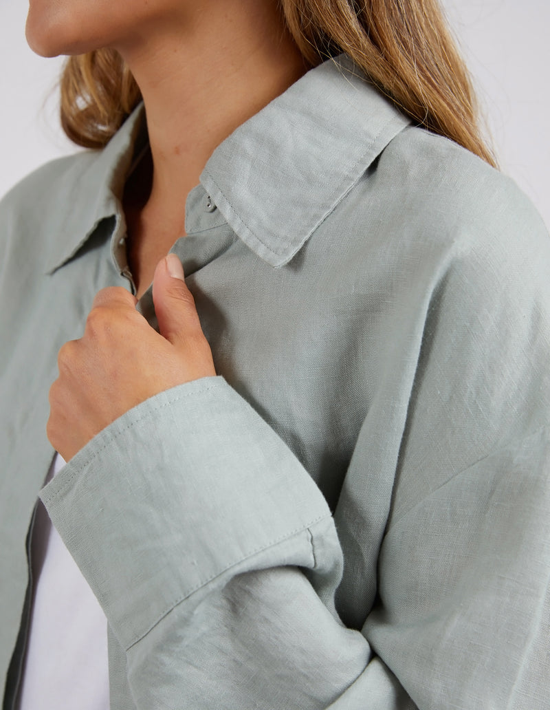 sorrento green linen collared shirt by foxwood