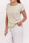 little lies textured rolled sleeve tee in pistachio green