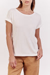 little lies rolled sleeve tee  in white