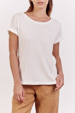 little lies rolled sleeve tee  in white