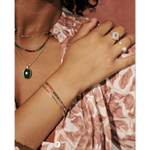 Statement jewellery by Murkani. Tourmaline bracelet in gold.