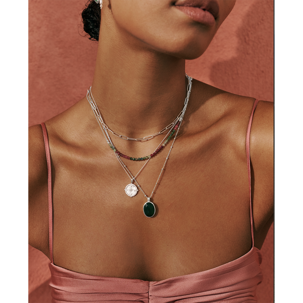 Silver tourmaline necklace by Murkani.