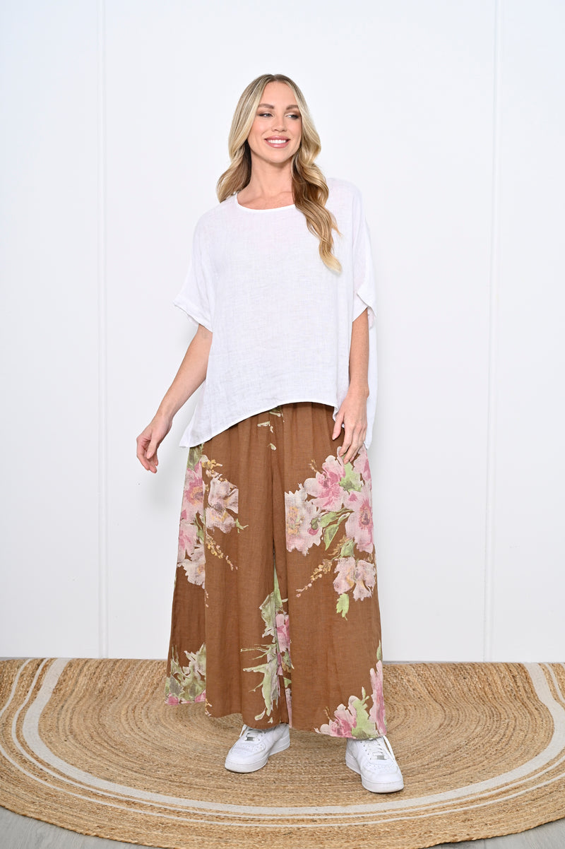 floral wide leg linen culottes by cali and co