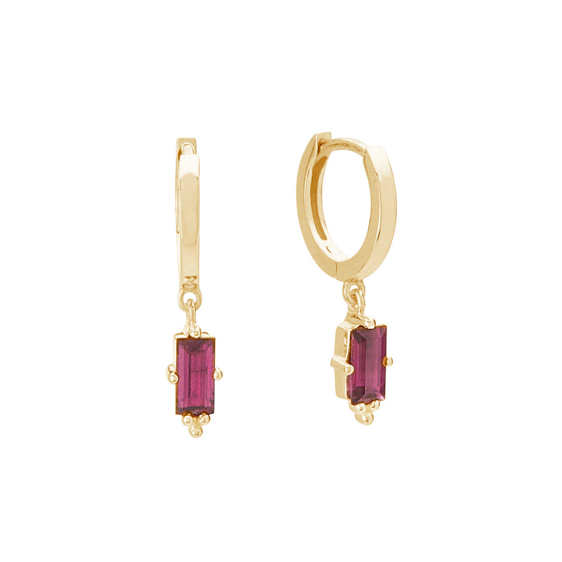 Baguette Huggies - Pink Rhodolite