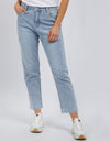 barkly straight leg jean in pale blue by foxwood labelThe Barkly jeans by Foxwood are a comfortable cotton stretch mid rise vintage blue jean