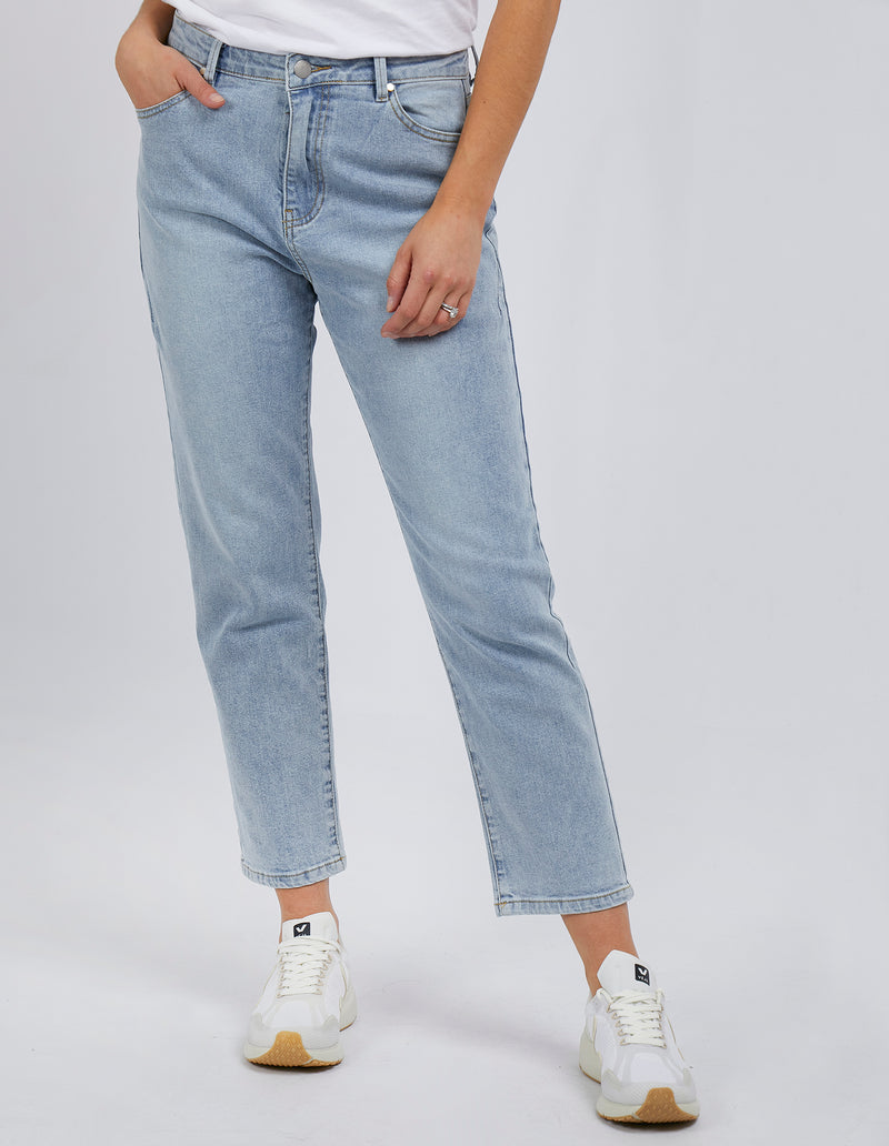 barkly straight leg jean in pale blue by foxwood labelThe Barkly jeans by Foxwood are a comfortable cotton stretch mid rise vintage blue jean