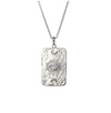 a sterling silver necklace with a rectangle pendant and a evil eye symbol by midsummer star