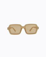 nude oversized square elise sunglasses by peta and jain with honey lenses