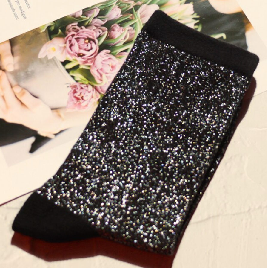 black sparkle glitter socks by jipsi cartel