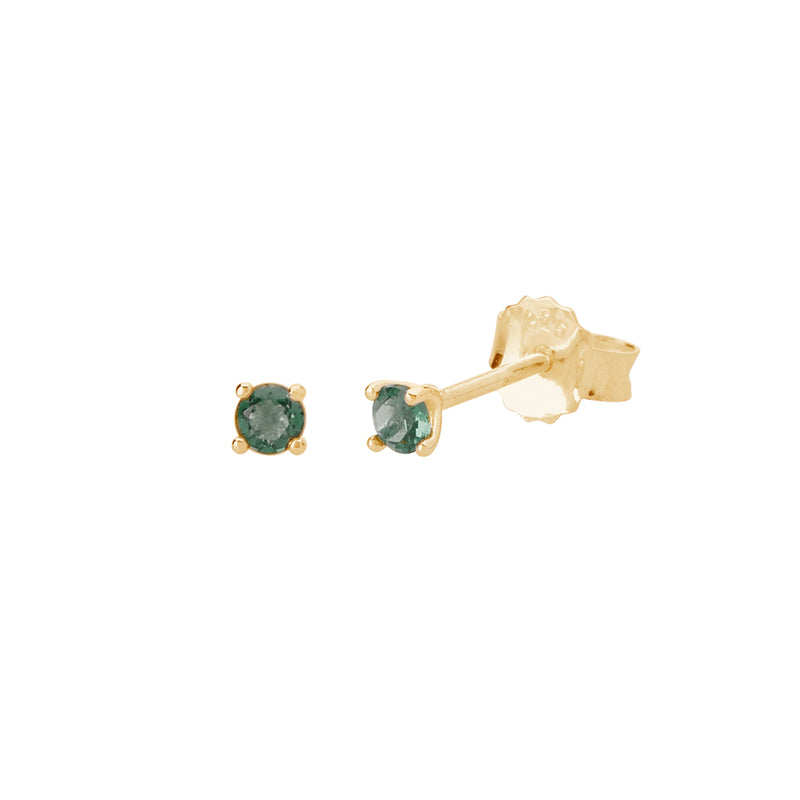 Green Quartz Gold Studs