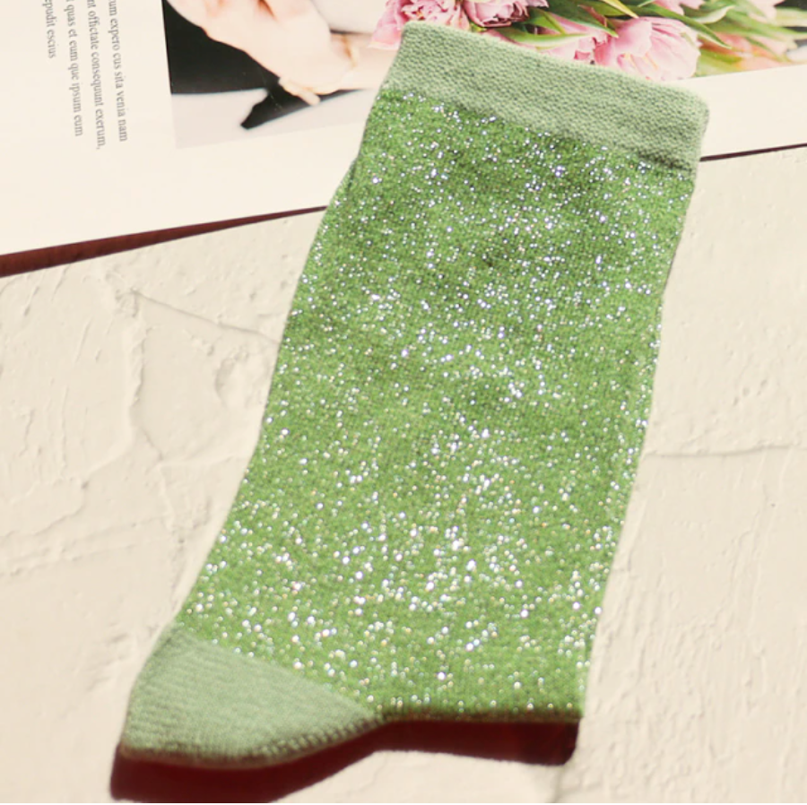 green sparkle glitter socks by jipsi cartel