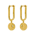 Lucia Medallion Gold Hoop Earrings