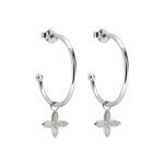 Silver Desert Flower Hoop Earrings