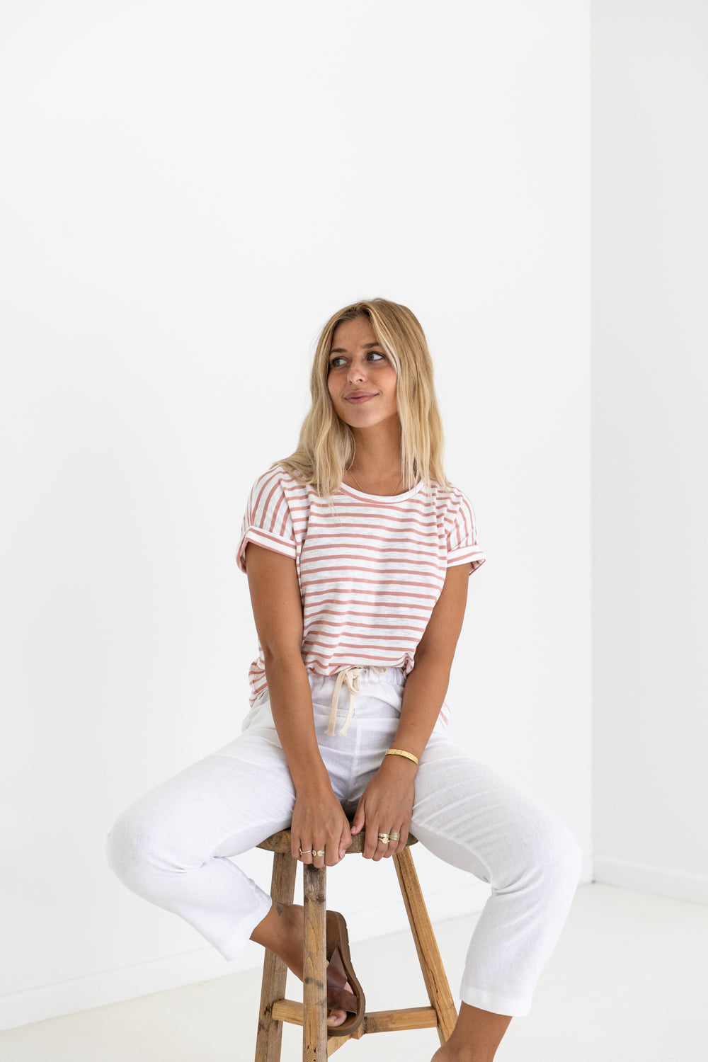 oscar stripe pink and white cotton tshirt by little lies