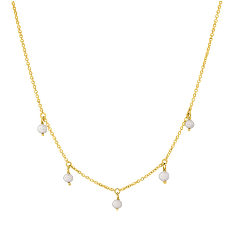 a fine gold pearl drop necklace by midsummer star jewellery