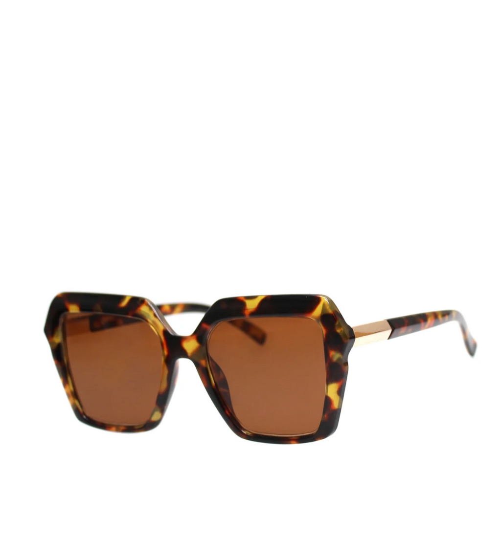 Oversized tortoise shell square sunglasses by reality eyewear