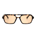 Tomorrow land sunglasses by reality eyewear are square shape tortoise frames with yellow lenses
