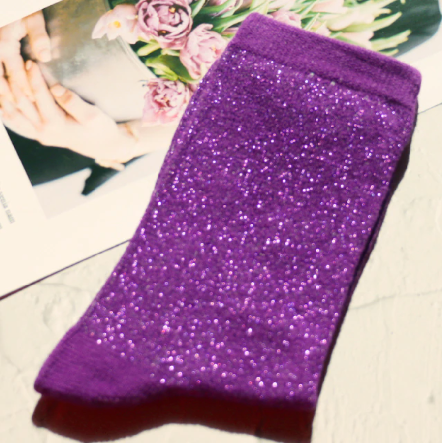 purple sparkle glitter socks by jipsi cartel