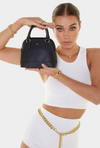 brielle is a vegan leather eco handbag by peta and jain in black