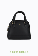 brielle is a vegan leather eco handbag by peta and jain in black