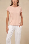the rolled sleeve tee by little lies in a soft pink jersey blend